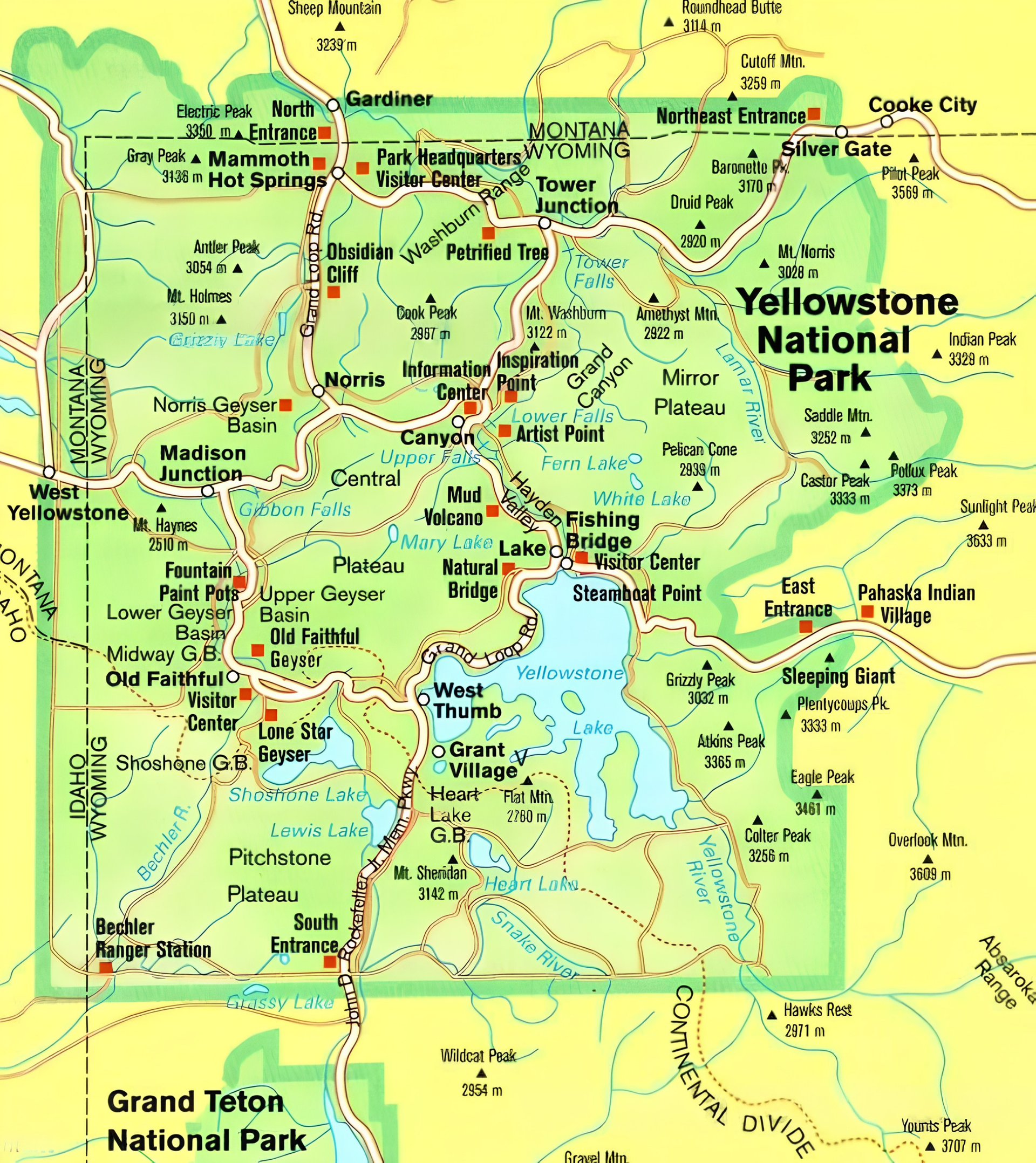 Yellowstone National Park map